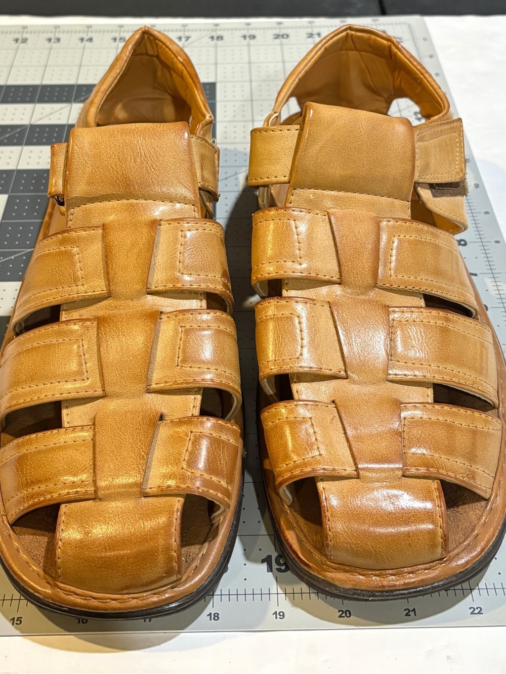 Faranzi Men’s Fisherman Sandals Tan Comfort Walking Hook Loop Size 13